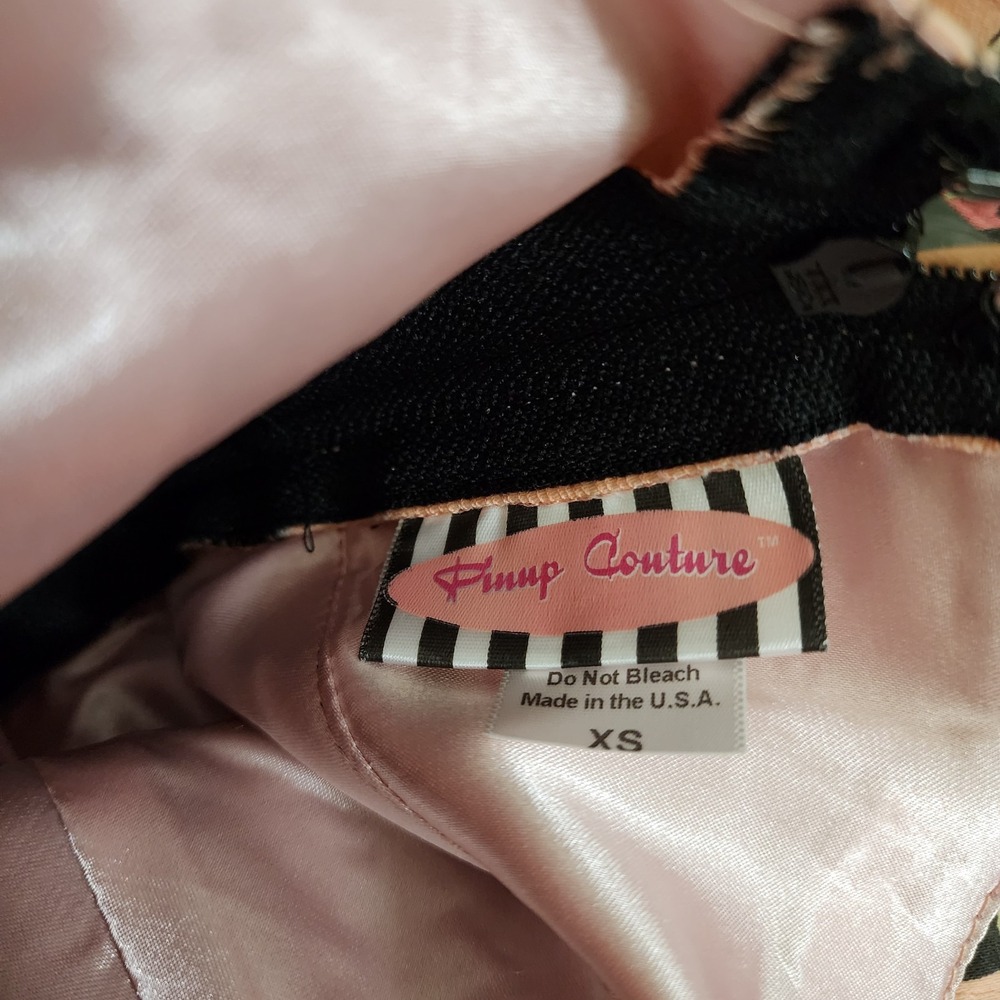 Pinup Couture Circus Dress Flare XS Pink 50s Retro Rockabilly Vanity Novelty - Picture 9 of 13
